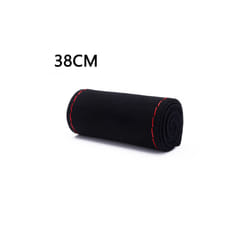 35cm/38CM Premium Fur Steering Wheel Cover Braiding Car Steering Wheel - Red line-38CM