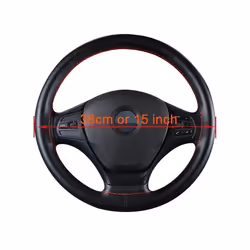 Braid On Steering Wheel Car Steering Wheel Cover With Needles and Thread - black