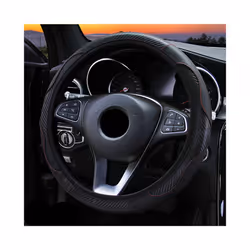 Car Steering Wheel Cover Breathable Anti Slip PU Leather Steering Covers - black