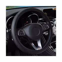Universal Car Steering Wheel Cover Auto Interior Decorative PU Microfiber - Black