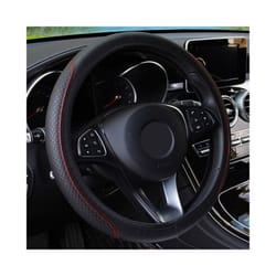 Universal Car Steering Wheel Cover Auto Interior Decorative PU Microfiber - black red
