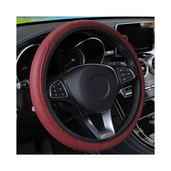 Universal Car Steering Wheel Cover Auto Interior Decorative PU Microfiber - Red