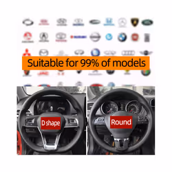 Universal Leather Car Steering Wheel Stitch On Wrap Cover DIY Sewing Breathable - I