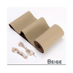 38cm 15inch Car Steering Wheel Braid Cover Artificial leather Needles - A-BEIGE