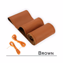 38cm 15inch Car Steering Wheel Braid Cover Artificial leather Needles - A-BROWN