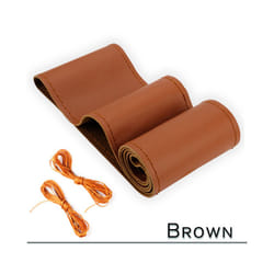 38cm 15inch Car Steering Wheel Braid Cover Artificial leather Needles - A-BROWN