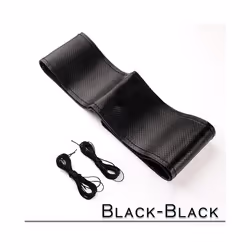 38cm 15inch Car Steering Wheel Braid Cover Artificial leather Needles - B-BLACK-BLACK
