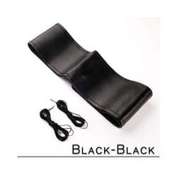 38cm 15inch Car Steering Wheel Braid Cover Artificial leather Needles - B-BLACK-BLACK