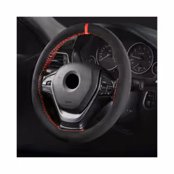 Fur Steering Wheel Cover For Car Universal 38cm Braided Car Steering Wheel - Red red line