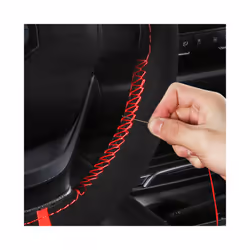 Fur Steering Wheel Cover For Car Universal 38cm Braided Car Steering Wheel - Red red line