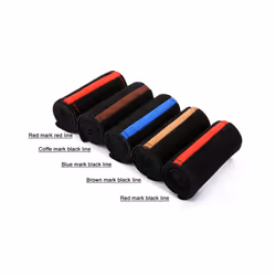 Black Suede Red Mark Braid On Steering Wheel Car Steering Wheel Cover - BLUE BLACK LINE