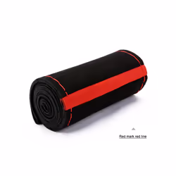 Black Suede Red Mark Braid On Steering Wheel Car Steering Wheel Cover - Red RED LINE