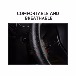 Genuine Leather Car Steering Wheel Cover with Needles Thread DIY Braid - Black