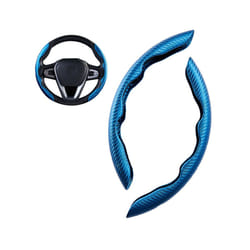 1Pair Red Carbon Fiber Look Universal Car Steering Wheel Booster Cover - Blue