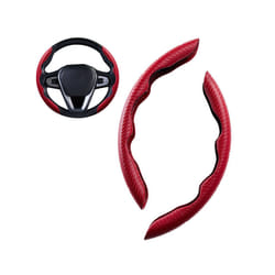 1Pair Red Carbon Fiber Look Universal Car Steering Wheel Booster Cover - Red