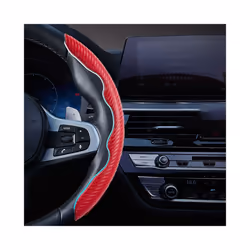 1Pair Red Carbon Fiber Look Universal Car Steering Wheel Booster Cover - Red