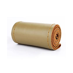 Artificial Leather Car Steering Wheel Cover With Needles and Thread Diameter - beige thread