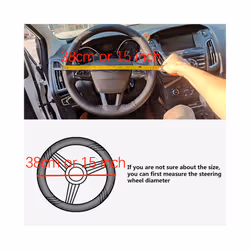 Artificial Leather Car Steering Wheel Cover With Needles and Thread Diameter - black thread