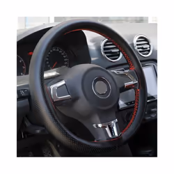 Artificial Leather Car Steering Wheel Cover With Needles and Thread Diameter - black thread