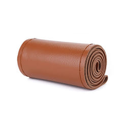 Artificial Leather Car Steering Wheel Cover With Needles and Thread Diameter - brown thread
