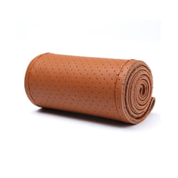 Artificial Leather Car Steering Wheel Cover With Needles and Thread Diameter - hole brown thread
