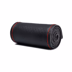 Artificial Leather Car Steering Wheel Cover With Needles and Thread Diameter - hole red thread