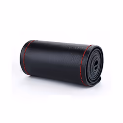 Artificial Leather Car Steering Wheel Cover With Needles and Thread Diameter - red thread