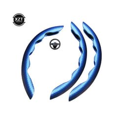 1Pair Red Blue Black Carbon Fiber Look Universal Car Steering Wheel Booster - blue