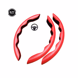1Pair Red Blue Black Carbon Fiber Look Universal Car Steering Wheel Booster - red