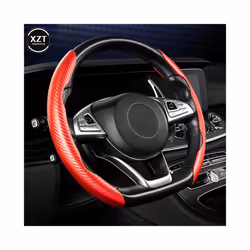 1Pair Red Blue Black Carbon Fiber Look Universal Car Steering Wheel Booster - red