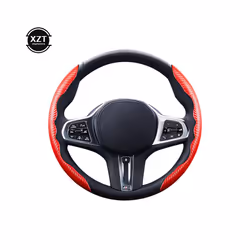 1Pair Red Blue Black Carbon Fiber Look Universal Car Steering Wheel Booster - red