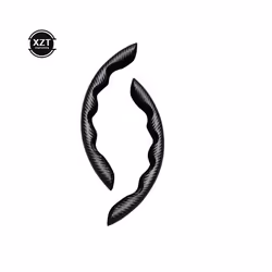 1Pair Carbon Fiber Look Universal Car Steering Wheel Booster Cover Non-Slip - black