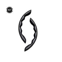 1Pair Carbon Fiber Look Universal Car Steering Wheel Booster Cover Non-Slip - black