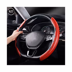 1Pair Carbon Fiber Look Universal Car Steering Wheel Booster Cover Non-Slip - black