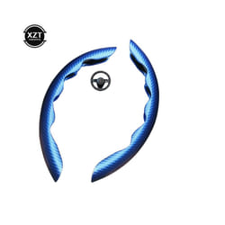 1Pair Carbon Fiber Look Universal Car Steering Wheel Booster Cover Non-Slip - blue