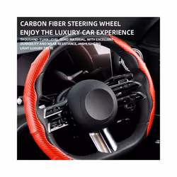 1Pair Car Steering Wheel Covers Carbon Fiber Auto Universal Steering Wheel - Black Carbon Fiber