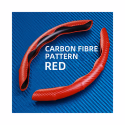 1Pair Car Steering Wheel Covers Carbon Fiber Auto Universal Steering Wheel - Red Carbon Fiber