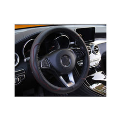 Universal 38cm/15" Diameter PU Leather Steering Wheel Covers Anti-slip - Balck with red