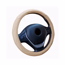 Universal 38cm/15" Diameter PU Leather Steering Wheel Covers Anti-slip - beidge