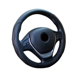 Universal 38cm/15" Diameter PU Leather Steering Wheel Covers Anti-slip - Black