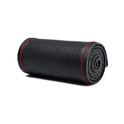 DIY 38cm Car Steering Wheel Covers Braid On Soft Artificial Leather Car - Hole Red