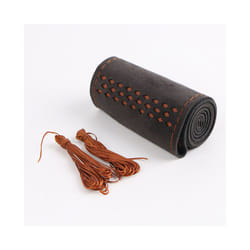 Suede Leather Car Steering Wheel Cover Universal 38cm DIY Braid Cover - Brown