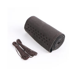 Suede Leather Car Steering Wheel Cover Universal 38cm DIY Braid Cover - Coffee
