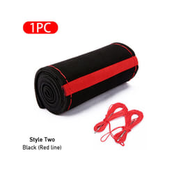 Fur Steering Wheel Cover For Car Universal 38cm Braided Car Steering Wheel - Style 2-Red Thread