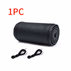Genuine Leather Steering Wheel Cover For Car Products Braiding Steering - Style 2 Black