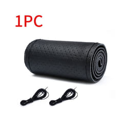 Genuine Leather Steering Wheel Cover For Car Products Braiding Steering - Style 2 Black