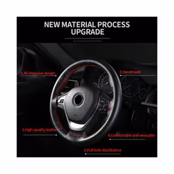 Genuine Leather Steering Wheel Cover For Car Products Braiding Steering - Style 2 Black