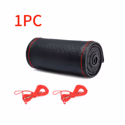 Genuine Leather Steering Wheel Cover For Car Products Braiding Steering - Style 2 Red