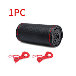 Genuine Leather Steering Wheel Cover For Car Products Braiding Steering - Style 2 Red