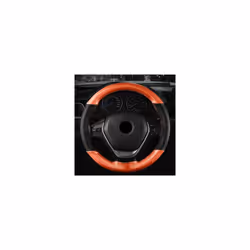 15 inch/38 cm Soft Fiber Leather Car Steering Wheel Cover Anti-slip Steering-Wheel - Orange Thread